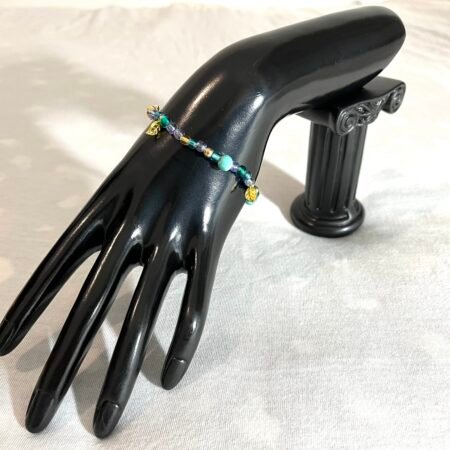 Bracelet Turquoise et Feuilles Dorées