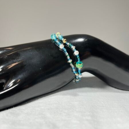 Bracelet Murano Bleu Ciel Vert Doré