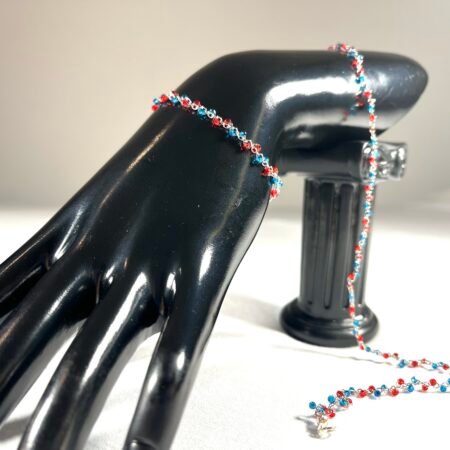 Collier Chaine et Perles Azur et Rouges