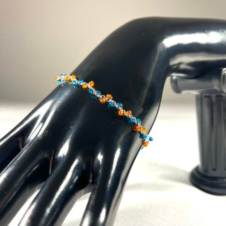 Bracelet Chaine et Perles Azur et Orange