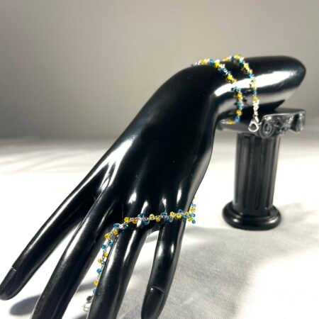 Collier Chaine et Perles Azur et Jaunes